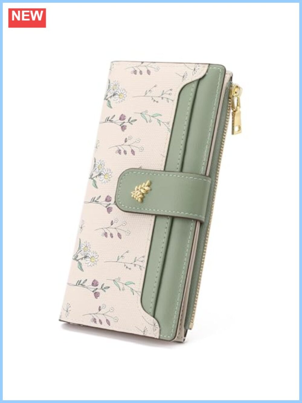 Slim Thin RFID Blocking Floral Vegan Leather Card Holder Bifold Wallet with